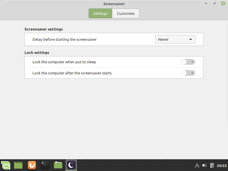 Print screen image of Virtual Machine Settings Lock Screen