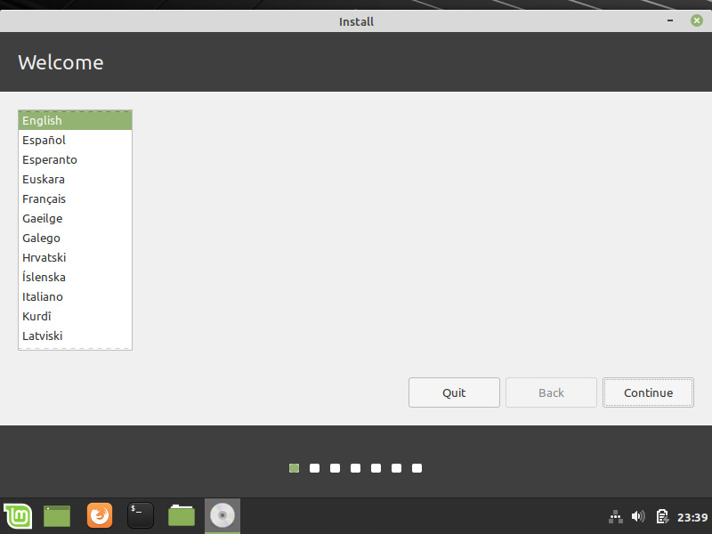 Print screen image of Virtual Machine Select preferred language