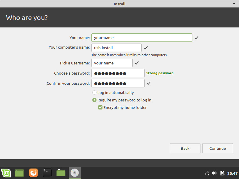 Print screen image of Virtual Machine configure primary account